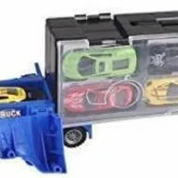 c 6 Set of Car Carrier Truck Container Storage Box Includes Toy Cars and Accessories with Carrying Case, Jumbo Truck Best Toy Gift for Kids-Multi-12