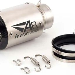 Universal Silver Austin Racing Sports Silencer / Exhaust Muffler Pipe Bajaj, KTM, Kawasaki, Yamaha, Suzuki, TVS Universal For Bike Full Exhaust System-13