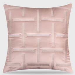 Mirooh Minar Rose-Colored Quilted Velvet Pre-Filled Cushion-image-56
