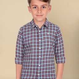 Allen Solly Junior Boys Spread Collar Tartan Checked Cotton Slim Fit Casual Shirt-picture-8