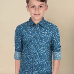 Allen Solly Junior Boys Spread Collar Ethnic Printed Cotton Slim Fit Casual Shirt-picture-13