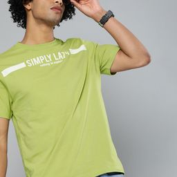 Kook N Keech Men Olive Green Printed Round Neck Pure Cotton Relaxed T-shirt-image-52