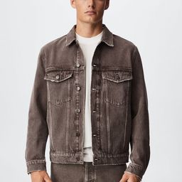 MANGO MAN Charcoal Grey Regular Fit Sustainable Pure Cotton Denim Jacket-picture-20