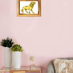 Hawai Gold-Toned Self Design Rectangler Wooden Roaring Lion Photo With Frame-11