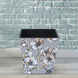 Reinvention Factory White Geometric Flower Printed Open Bin-21