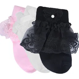 N2S NEXT2SKIN Infant Girls Pack Of 3 Assorted Frill Above Ankle-Length Socks-picture-21