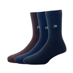 Peter England Men Brown & Navy Blue Pack of 3 Cotton Full Length Socks-1