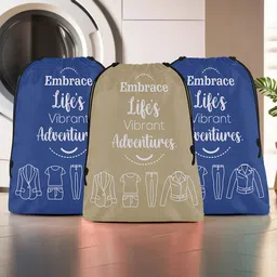 Aura Brown & Blue 3 Pieces Printed Storage Bag Water Resistant Organisers-16