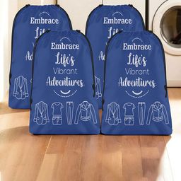 Aura Blue & White 4 Pieces Printed Storage Bag Water Resistant Organisers-picture-15