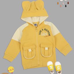 MeeMee Boys Yellow Typography Windcheater and Water Resistant Open Front Jacket-picture-10