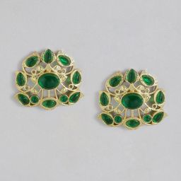 AITIHYA Gold Plated Artificial Stone Studded Contemporary Studs Earrings-35