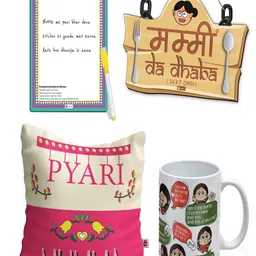 Indigifts Pyari Mumma Printed Cushion Dialogues Mug Wall Hanging & Instruction Board-image-31