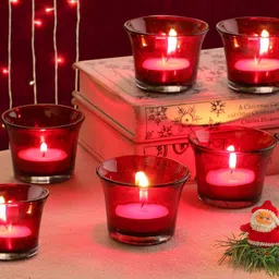 TIED RIBBONS Set of 6 Votive Tealight Candle Holder with Candles-picture-30