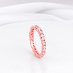 GIVA 925 Sterling Silver Rose Gold-Plated Stones-Studded Finger Ring-44