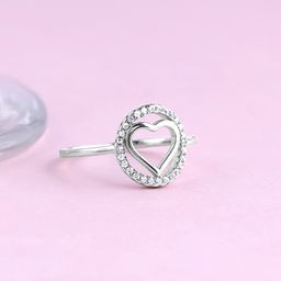 GIVA 925 Sterling Silver Rhodium Plated Stones Studded Finger Ring-image-15