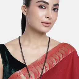 ABDESIGNS Silver-Plated Artificial Stones & Beads Studded Mangalsutra-16