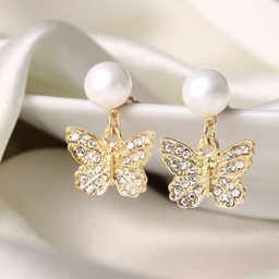 DressBerry Butterfly Shaped Beads & Stone-Studded Drop Earrings-image-93