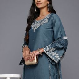 Varanga Floral Embroidered Kurta With Trousers & Dupatta-picture-27