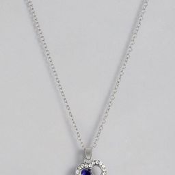PEORA Silver Plated Blue Heart-Shaped Embellished Pendant with Silver Chain-image-80