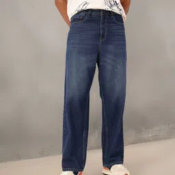 Kook N Keech Men Grunge Vibe Loose Baggy Fit Light Fade Jeans-image-94