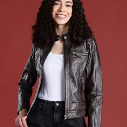 Leather Retail Women Lightweight Leather Biker Jacket-image-72