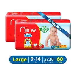 Niine Pack of 2 Baby Diaper Pants Large(L) Size (9-14 KG) 60 Pants-52
