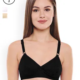 Bodycare Pack of 3 Solid Non-Wired Non Padded Everyday Bra EN5524PISB-image-31