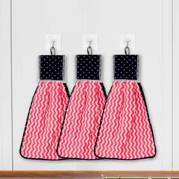 Kuber Industries Pink 3 Pieces Printed Cotton 120 GSM Hanging Kitchen Hand Towels-image-28