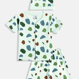 Kidszi Infants Boys Printed Pure Cotton Shirt with Shorts And Cap-image-94