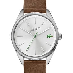 Lacoste Men Silver-Toned Brass Dial & Brown Leather Straps Analogue Watch 2011052-Silver-image-23