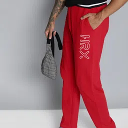 HRX by Hrithik Roshan Men Red Pure Cotton Printed Detail Regular Fit Track pants-image-19