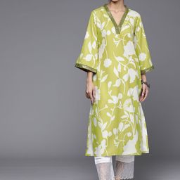 Varanga Floral Printed Bell Sleeves Cotton Kurta-picture-40
