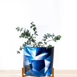 Nymph Blue & White 2 Pieces Printed Flower Planters With Stand-30