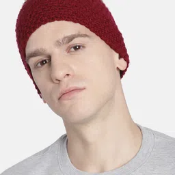 Magic Needles Men Maroon Self-Design Knitted Bandana Woollen Headband-58
