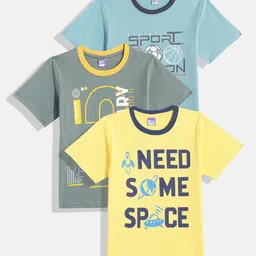 Here&Now X Game Begins Boys Assorted Set of 3 Typography Printed T-shirts-15