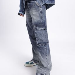 glitchez Men Urban Heavy Fade Ombre Boyfriend Fit Cargo Jeans-image-3