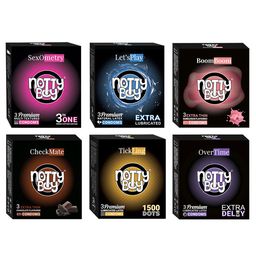 noTTy Boy Set of 6 Over Time-Chocolate-Bubblegum Flavour Condoms-3Pcs each-60
