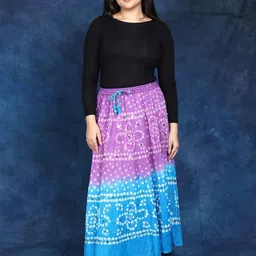 Exotic India Bandhani Tie-Dye Printed Pure Cotton Maxi A-Line Skirt-picture-6