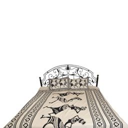 Exotic India White & Black Printed 300 TC Cotton Double Queen Bedsheet & 2 Pillow Covers-image-37