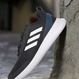 ADIDAS Men Charcoal Grey & White Woven Design Flexpace Walking Shoes-4