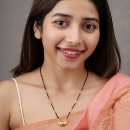 AARSEE OFFICIAL Anti-Tarnish22Kt Gold Plated Crescent Moon Mangalsutra-image-93