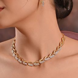 Fida Gold-Plated American Diamond Stones Studded Necklace And Earrings-image-8
