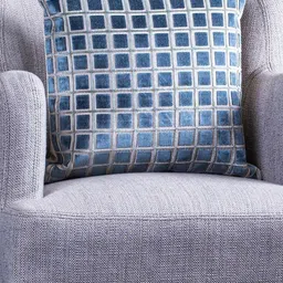 Just Home Teal & White Checked Jacquard Velvet Square Cushion Cover-54