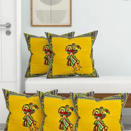 Lali Prints Green & Red Set of 5 Ethnic Motifs Square Cushion Covers-15