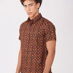 Vastraa Fusion Men Mandarin Collar Vertical Striped Cotton Casual Shirt-image-64