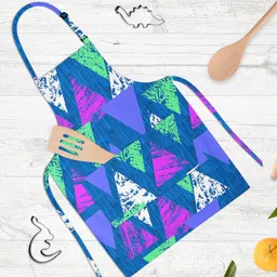 ArtzFolio Mixed Triangled D1 Kids Blue & Green Printed Cotton Apron-3