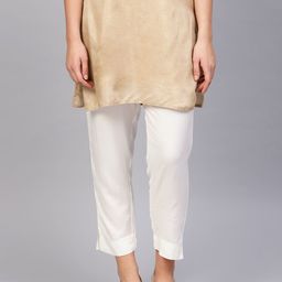 Varanga Women Off-White Regular Fit Solid Cropped Regular Trousers-picture-32