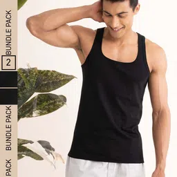 DAMENSCH Pack Of 2 Black Solid NEO-Cotton Anti Bacterial & Anti Microbial Innerwear Vests-image-15