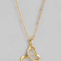 Carlton London Gold-Plated Butterfly Shaped CZ Pendant with Chain-image-76