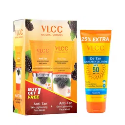 VLCC 2 Anti-Tan Skin Lightening Face Wash 150ml Each & De-Tan SPF 50 Sunscreen Gel 125g-15
